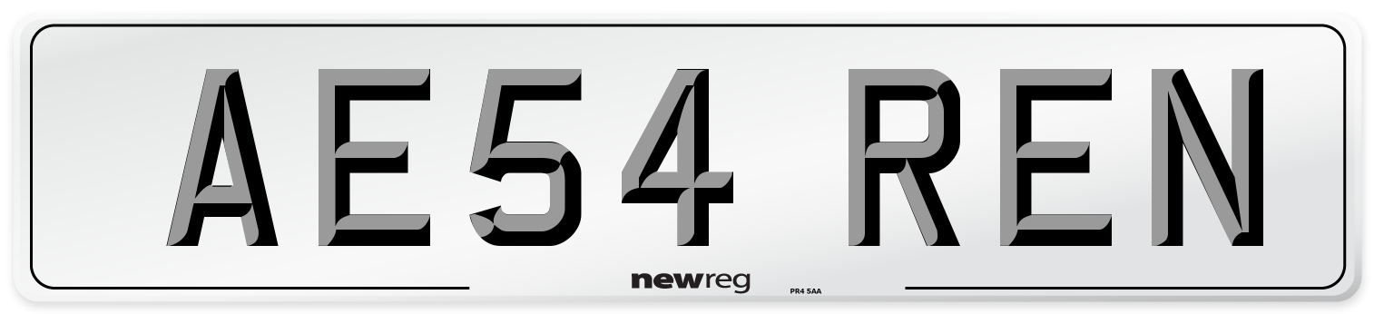 AE54 REN Number Plate from New Reg